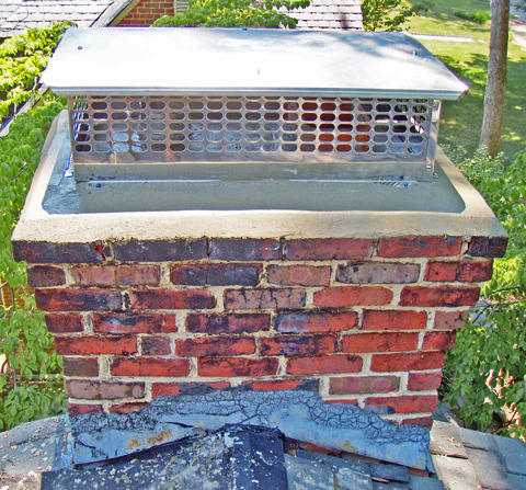 richmond va chimney with white stains and cracking for chimney inspection
