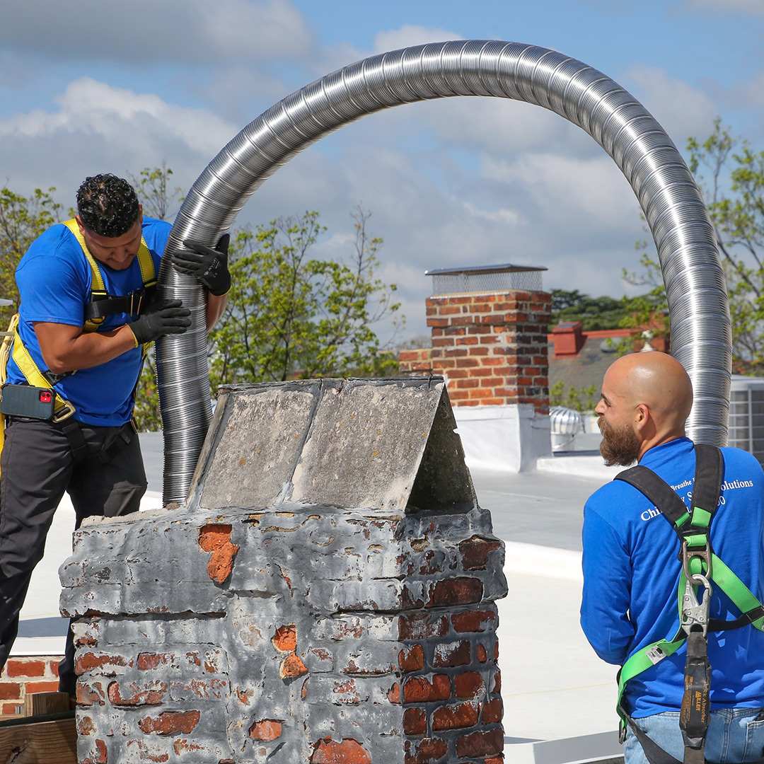 Chimney liner installation in Short Pump, Virginia.