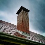 Chimney with storm damage near Richmond, Virginia.